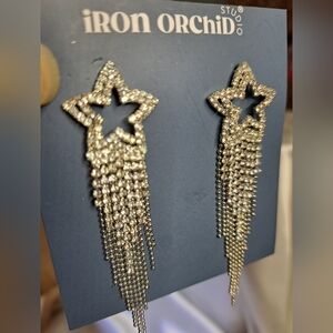 Silver Star Fringe Earrings